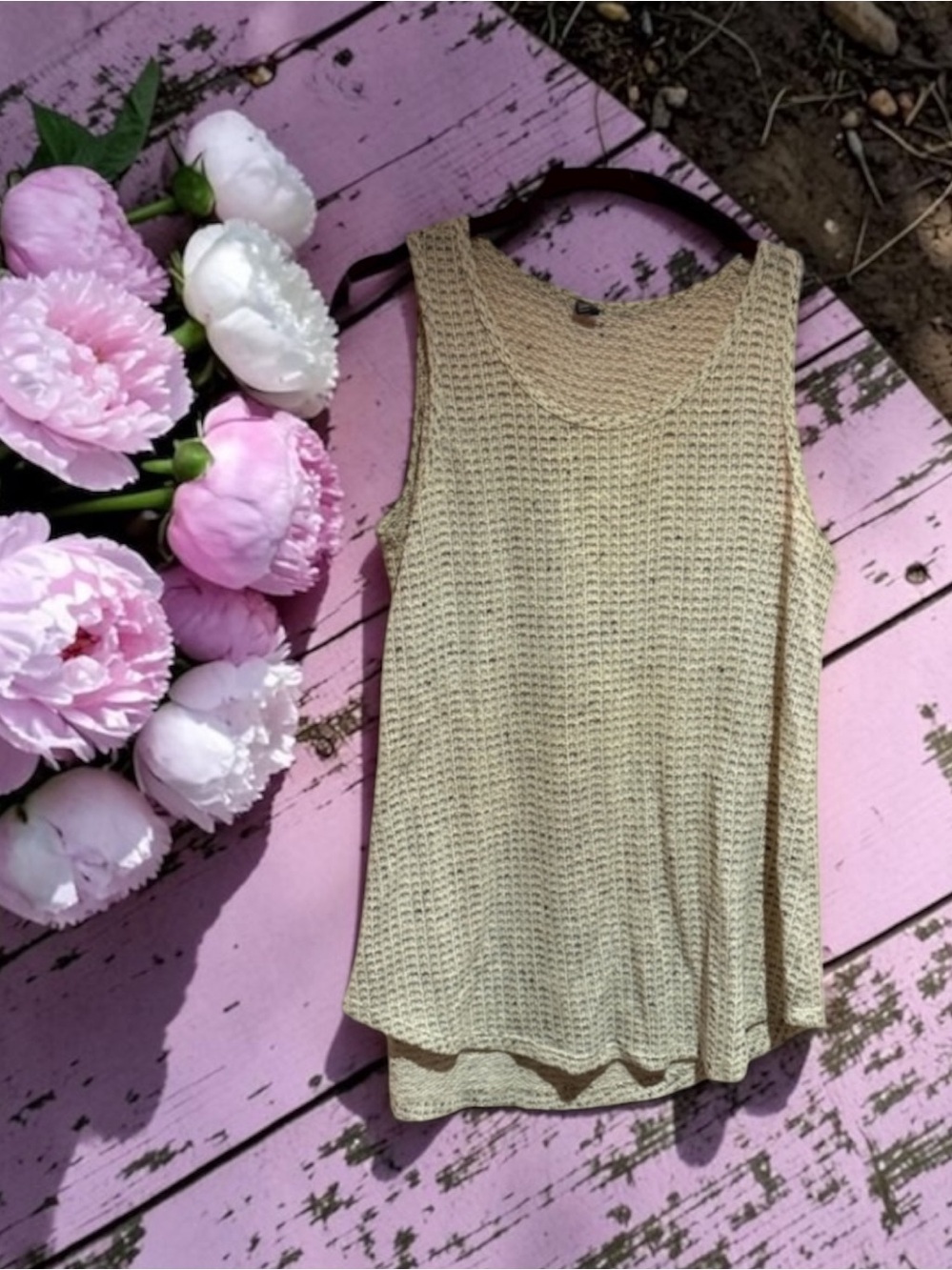Allison oatmeal weave tank top